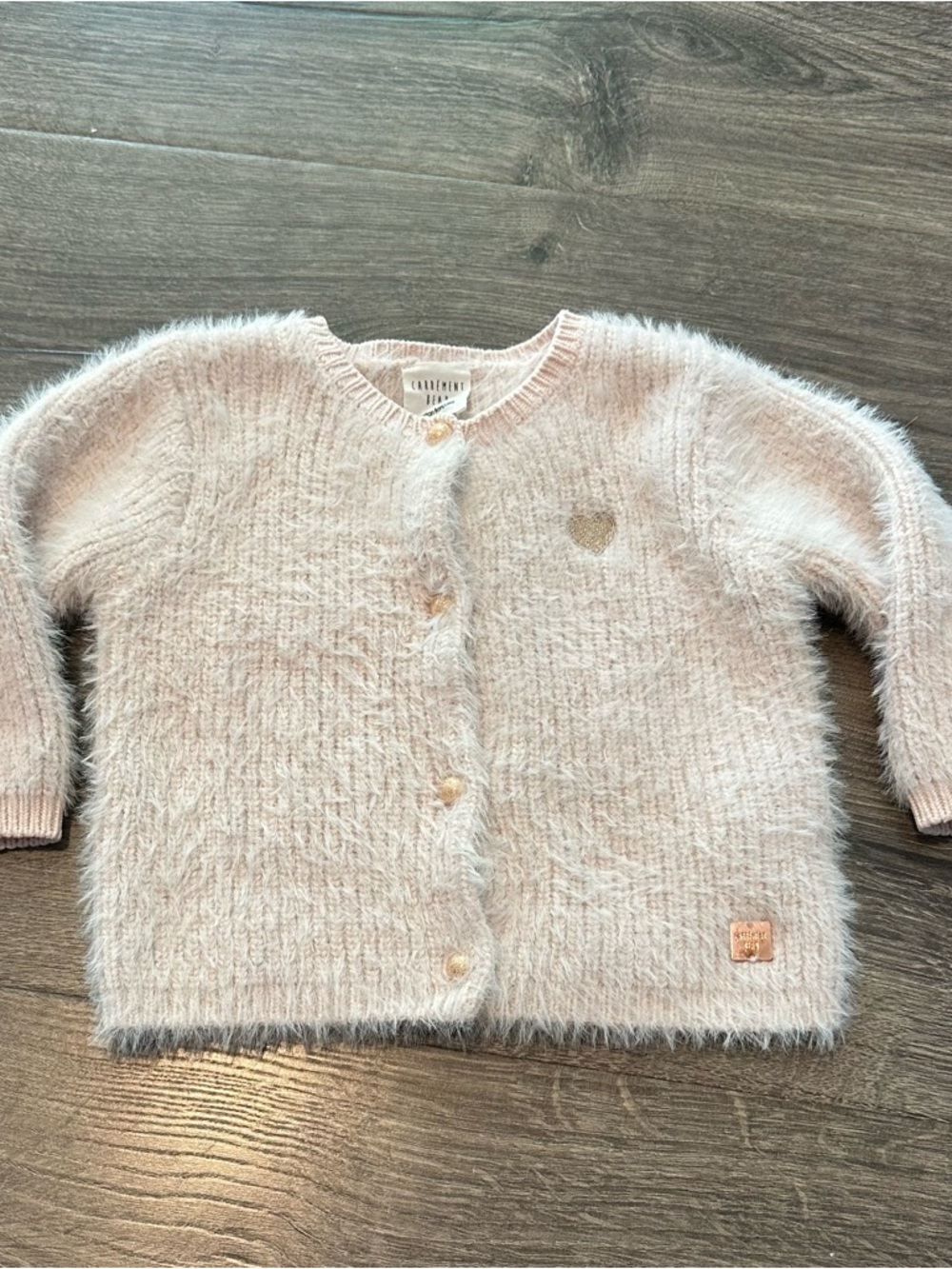 Bay Girl 9m Soft Pink Fuzzy Cardigan Sweater Carrement Beau